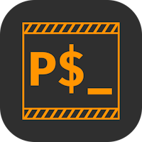 an orange and black icon with a dollar sign