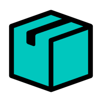 a teal box with a black background